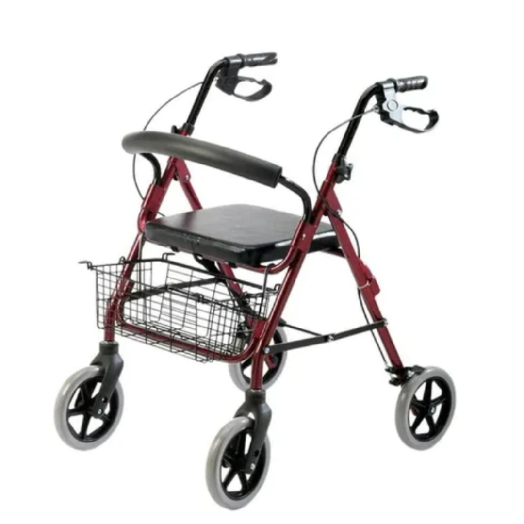 4-wheeled walker with seat and Blunding basket