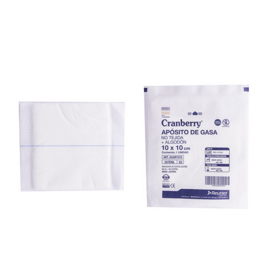 Non-woven gauze + cotton dressing 10 X 10 cm bag X 10u Cranberry