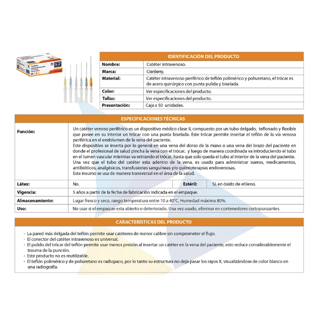 Intravenous catheter or branula x 10 units (choose size) Cranberry