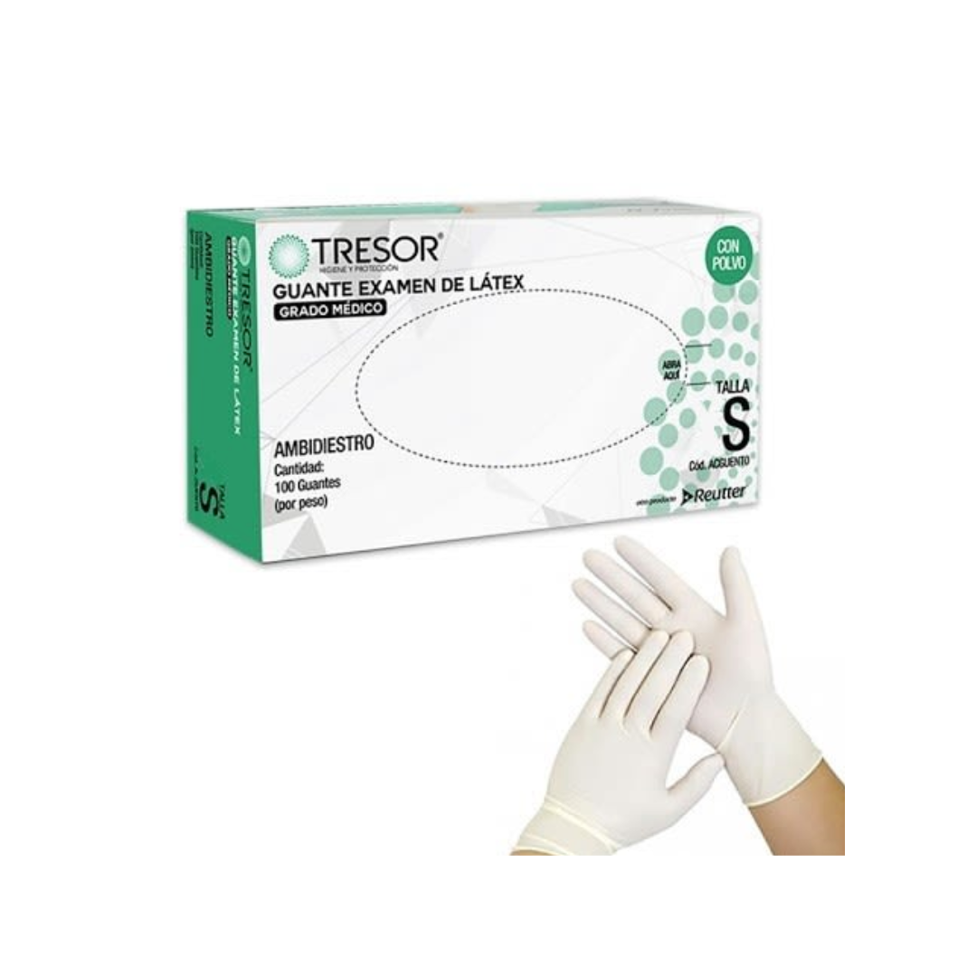 Guantes de látex caja X 100u Tresor