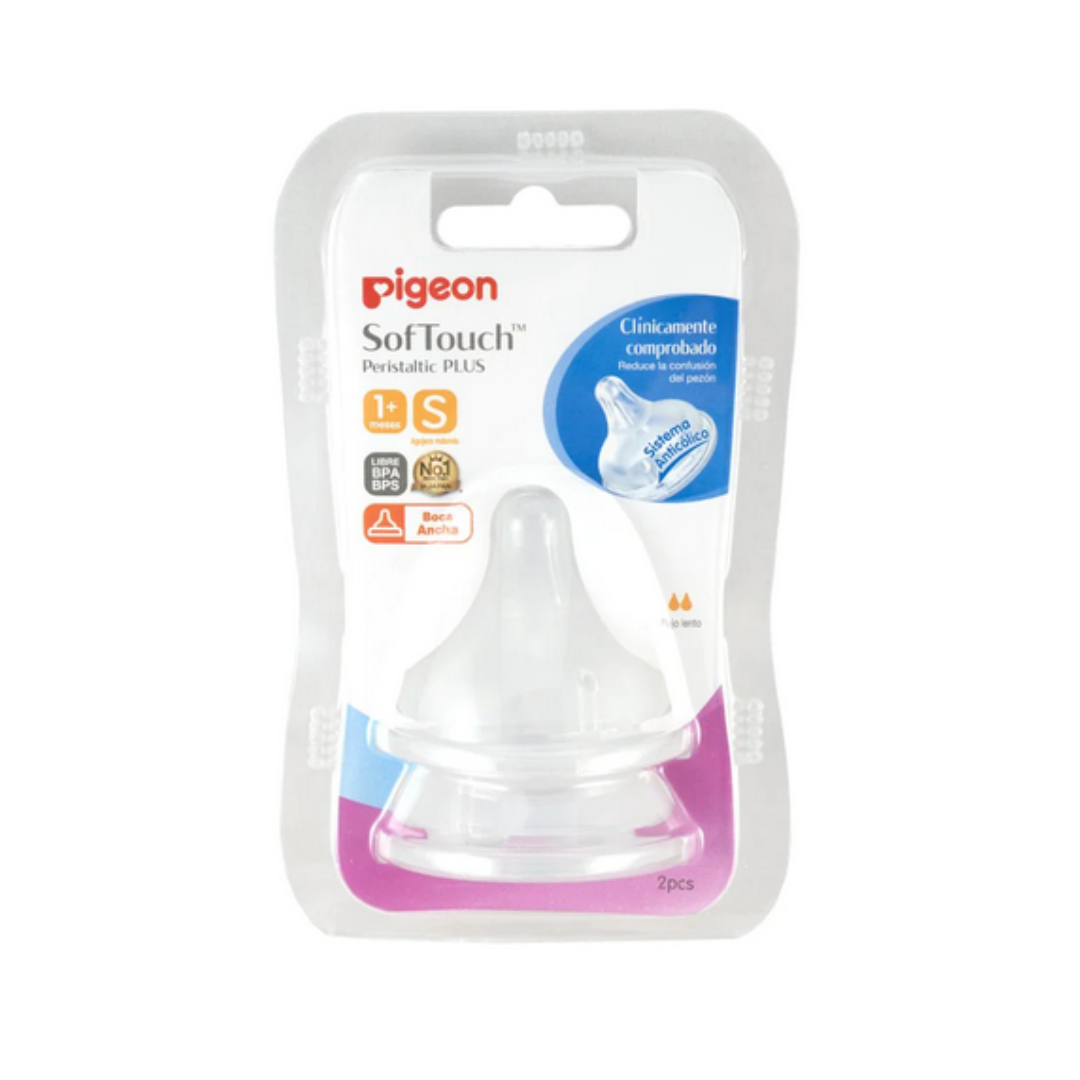 Wide mouth bottle pacifier/teat plus x 2 - Pigeon